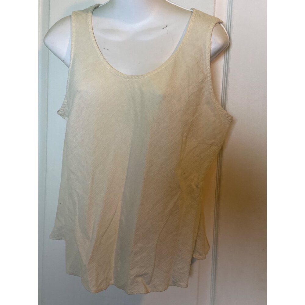 Vintage Cotton Sleeveless Tank Top Made In Usa Cream‎ Neutral Basic Layer